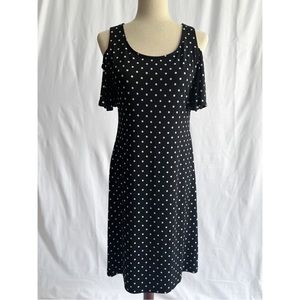 Chico’s Black and White Polka Dot Cold Shoulder Dress